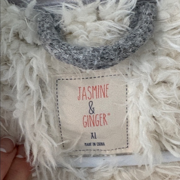 Jasmine & Ginger Gray Sherpa lined hooded belted robe pockets XL Comfy - Picture 2 of 5